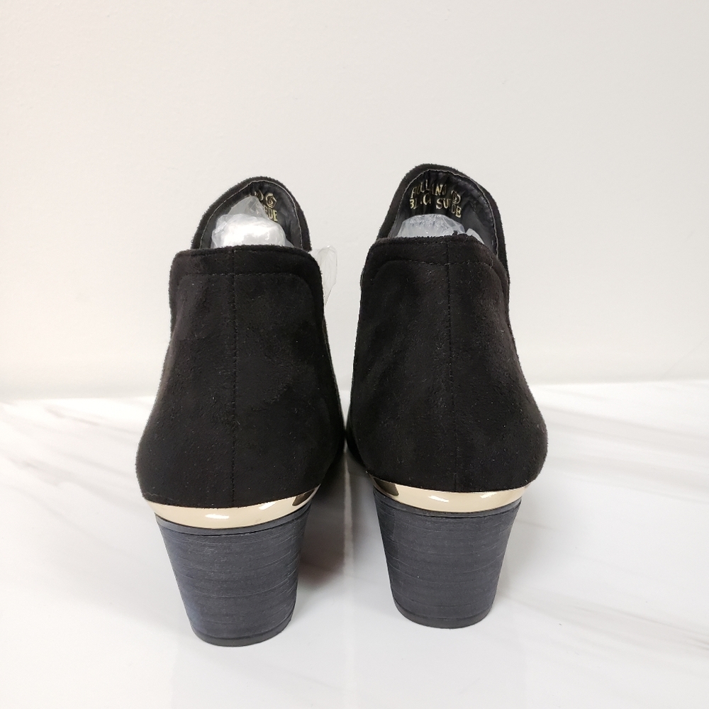 Black Faux Suede Booties Women's - Picture 3 of 5